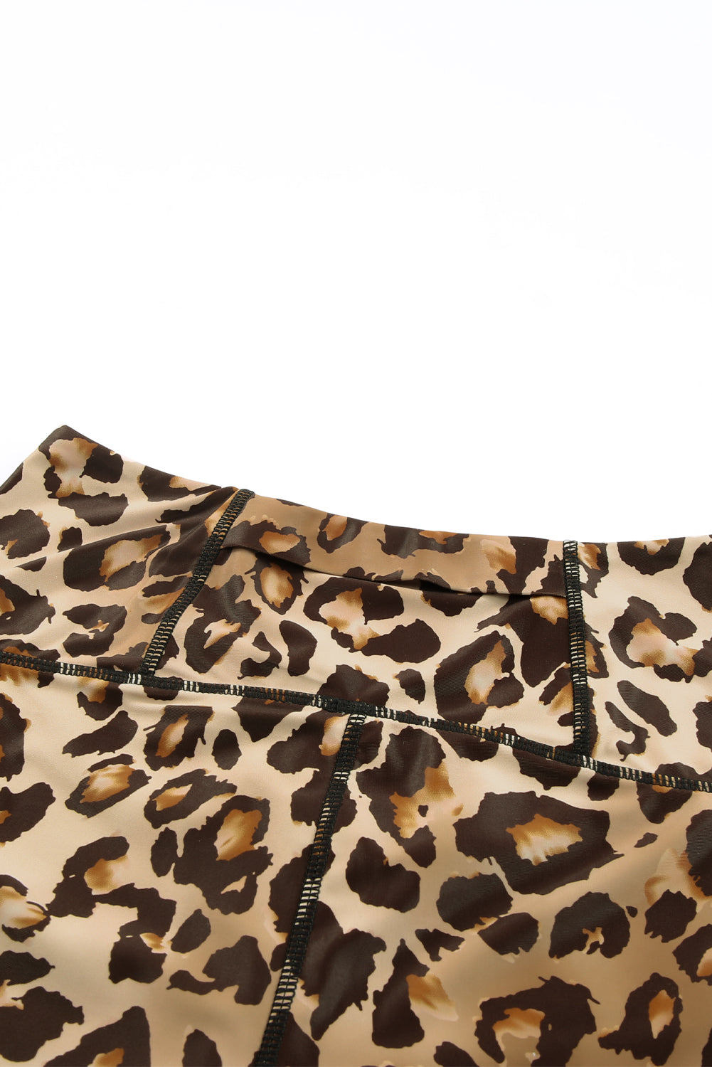 Leopard Mesh Cutout Patchwork Swim Shorts