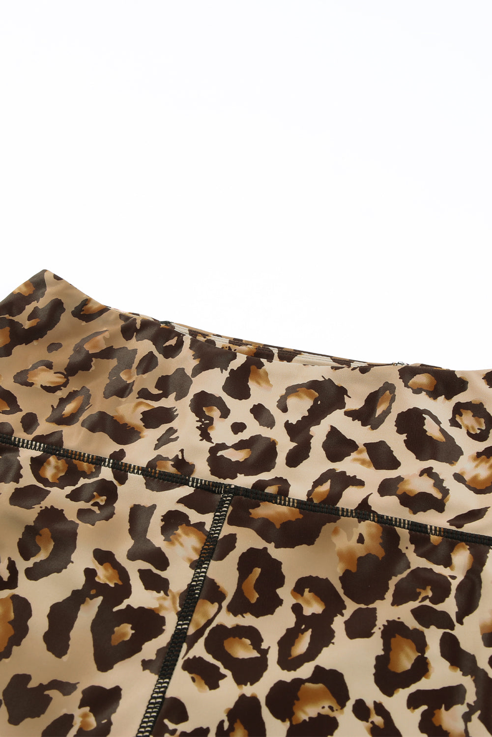 Leopard Mesh Cutout Patchwork Swim Shorts