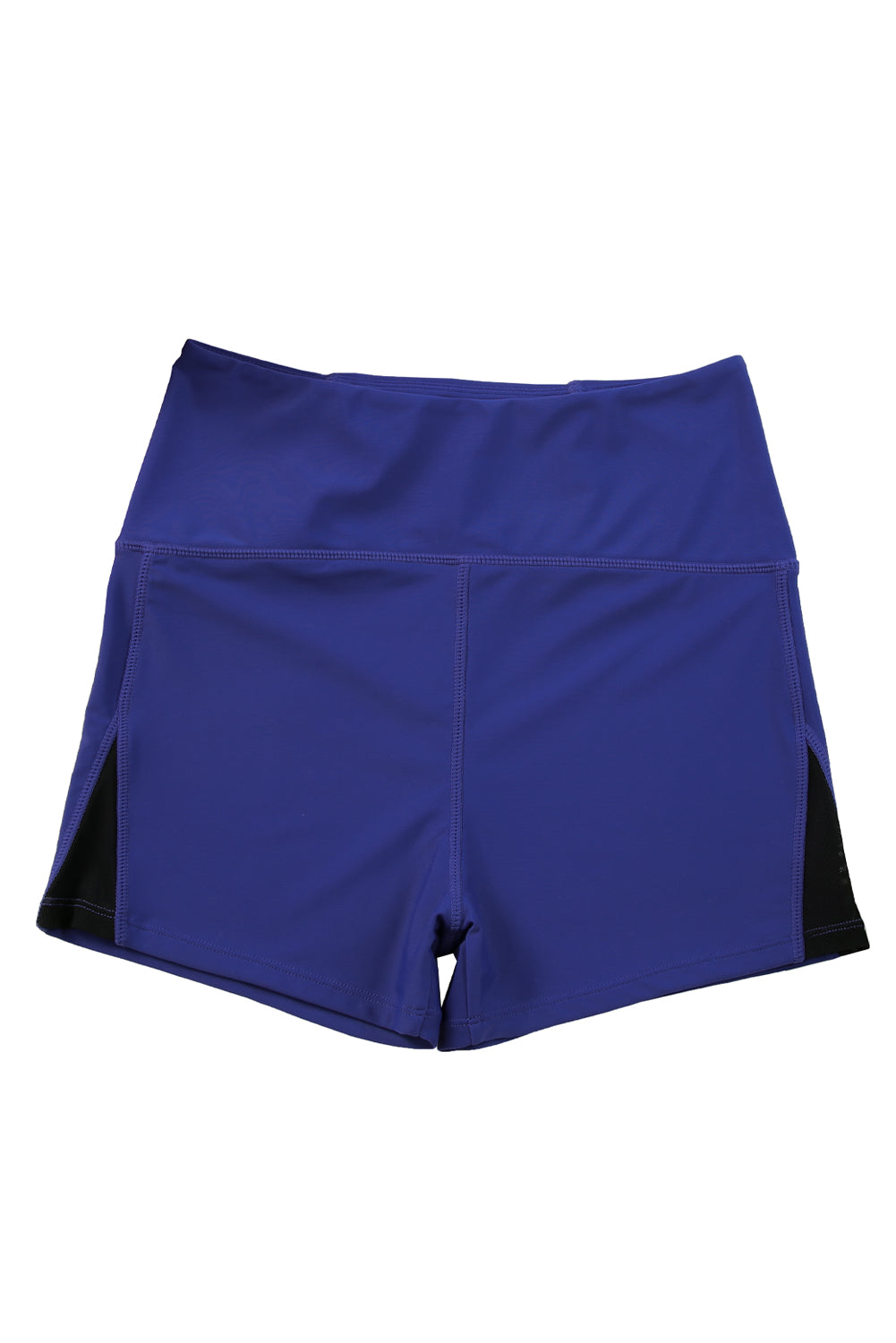 Blue Mesh Cutout Patchwork Swim Shorts