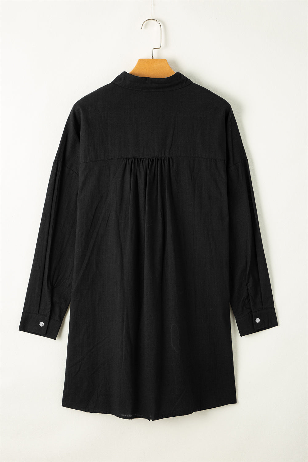 Black Lightweight Shirt Style Beach Cover Up