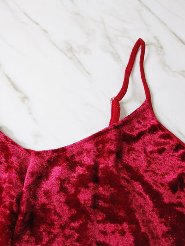 Sexy Velvet V-neck Underwear Two-Piece Set Sexy Lingerie Homewear Set