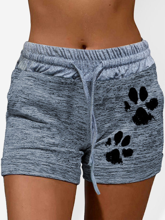 Women's printed bottoming quick-drying shorts yoga pants casual sports waist elastic shorts