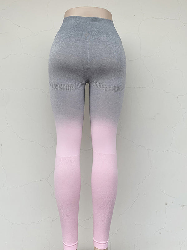 New elastic high waist seamless gradient pants sports slimming tight yoga pants