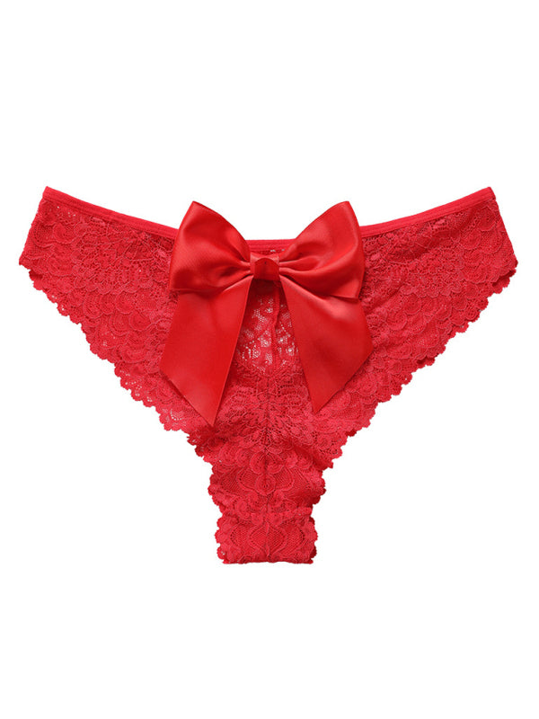 New Christmas outfit sexy bow breathable lace low waist panties